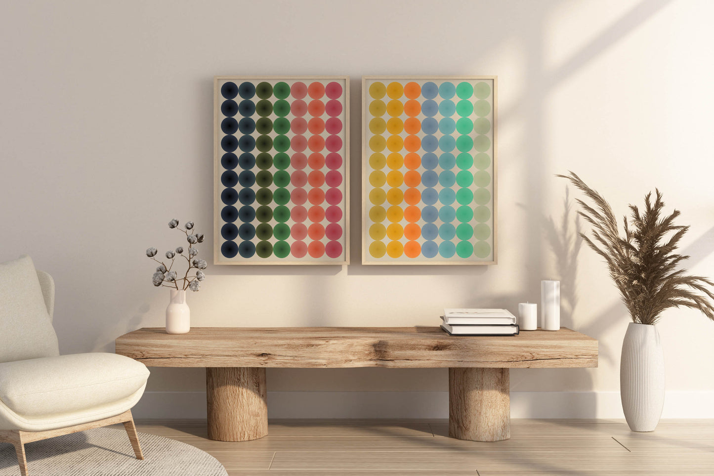 Fun Colorful Abstract Large Wall Art Set of 2 Prints Bold Artwork Abstract Shapes Living Room Wall Art Office Decor Muticolor Poster Prints
