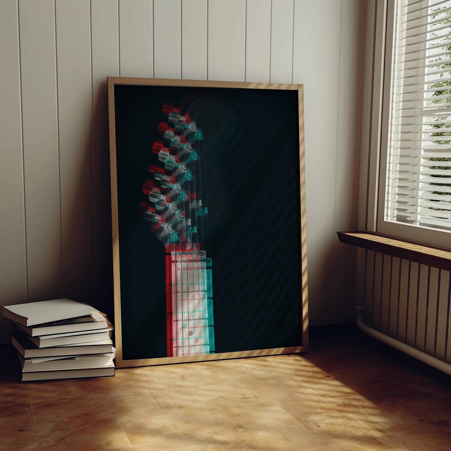 Cool Guitar Glitch Photographic Wall Art Print