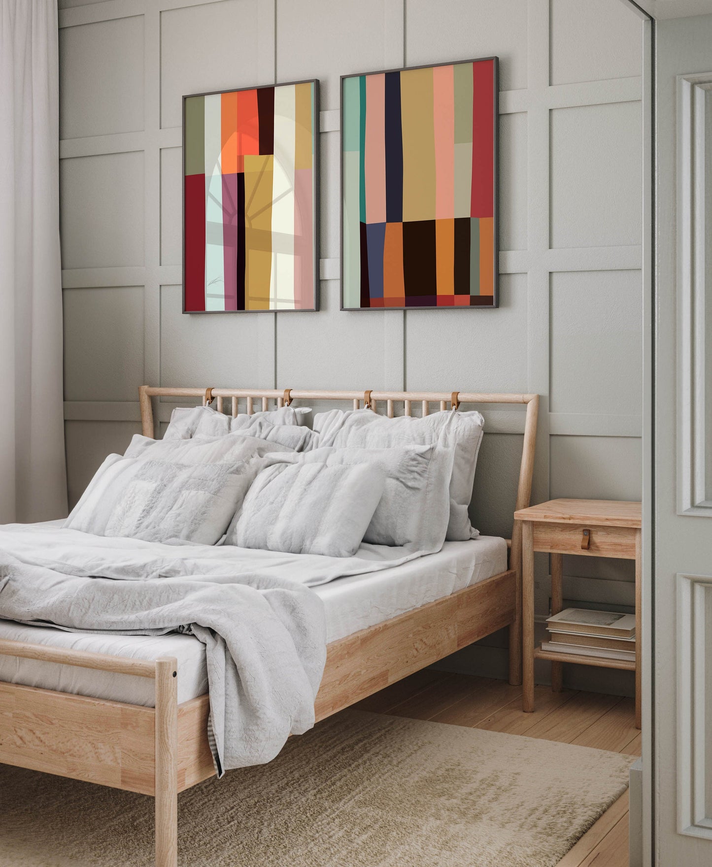 Set of 2 Colorful Modern Abstract Wall Art Prints