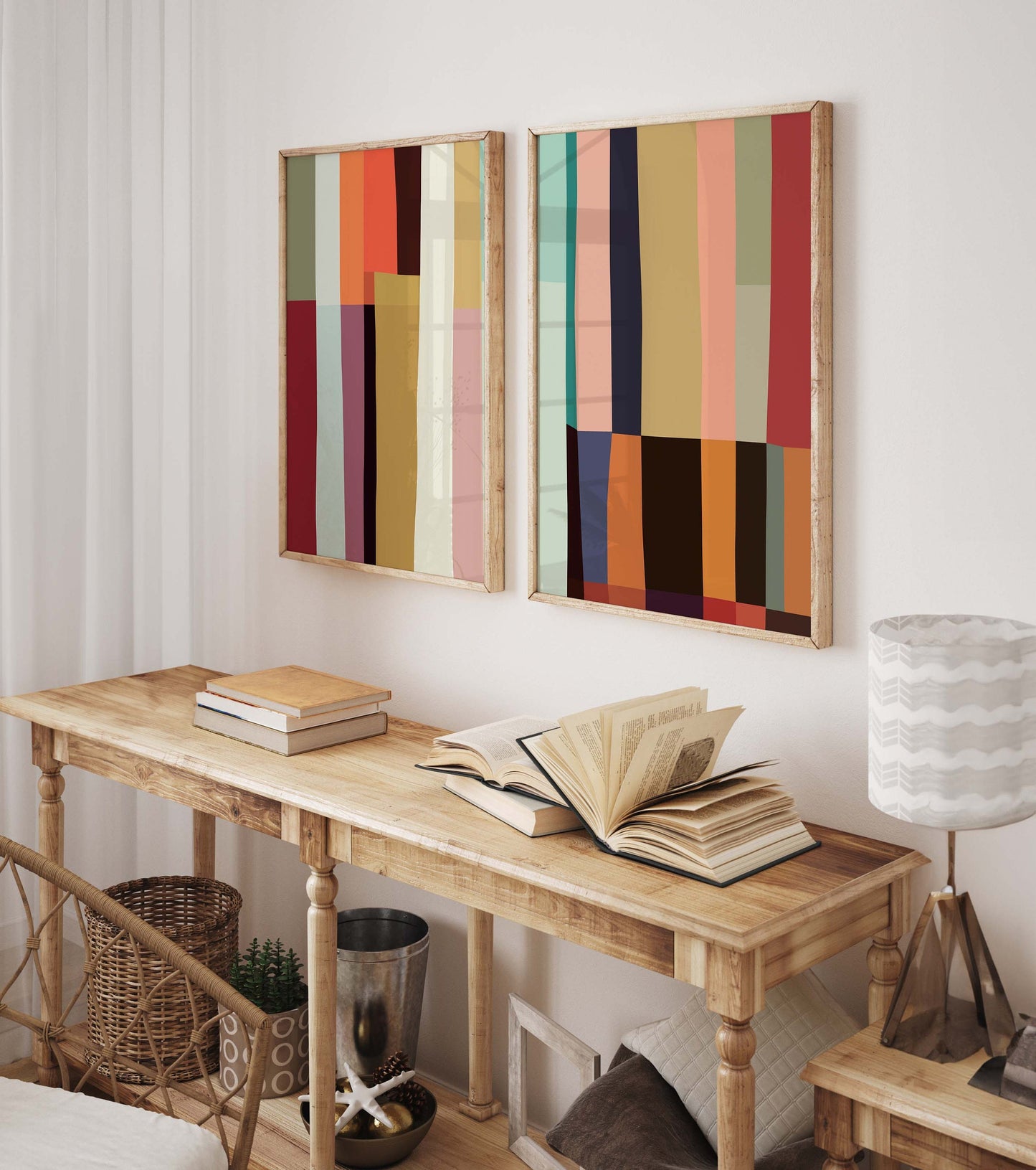 Set of 2 Colorful Modern Abstract Wall Art Prints