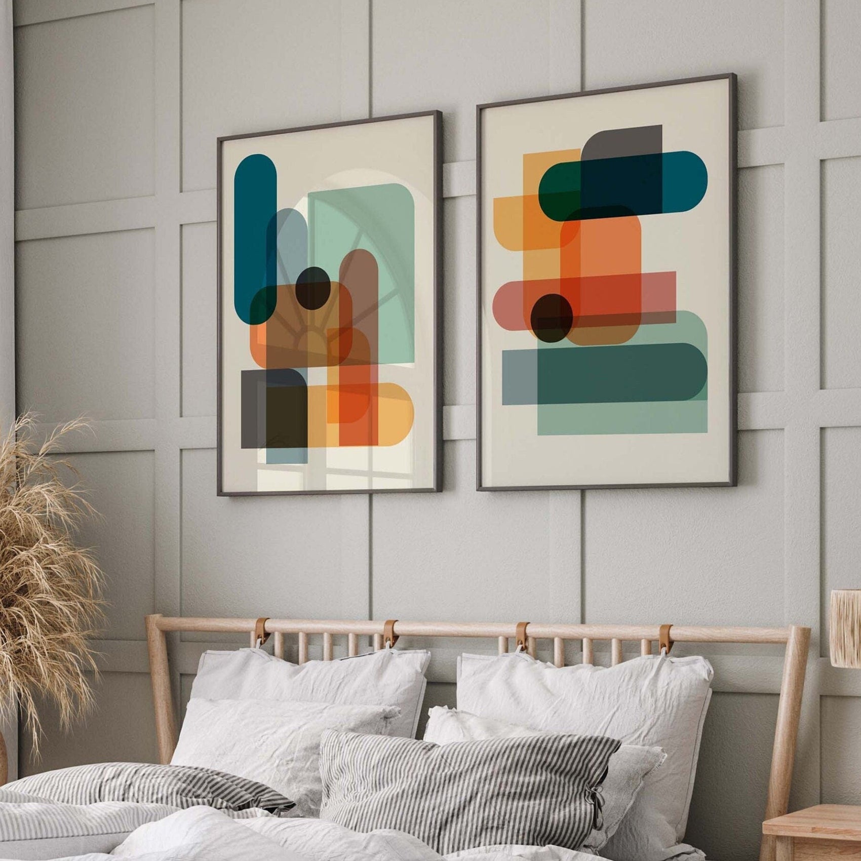 Set of 2 Colorful Modern Abstract Prints
