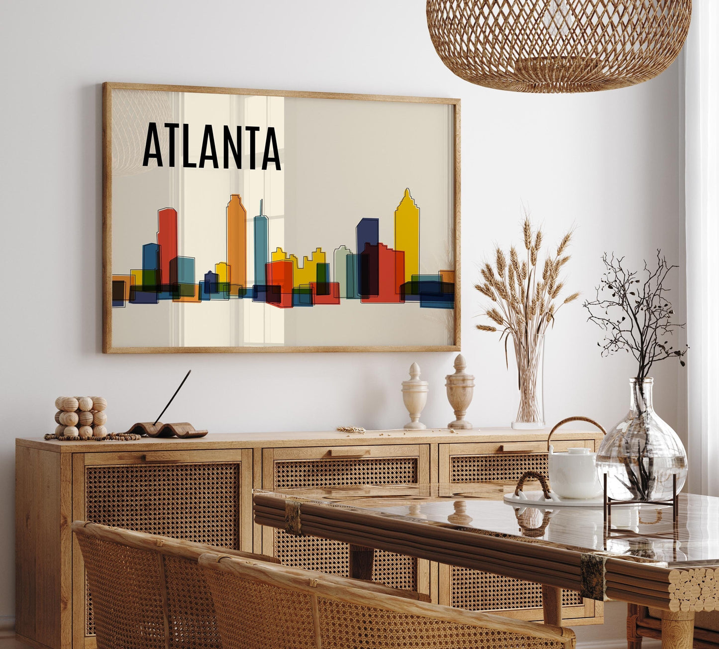 Colorful ATLANTA Skyline Wall Art Print