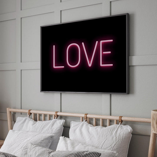Cool Graphic Bright Pink Neon Love Sign Art Print