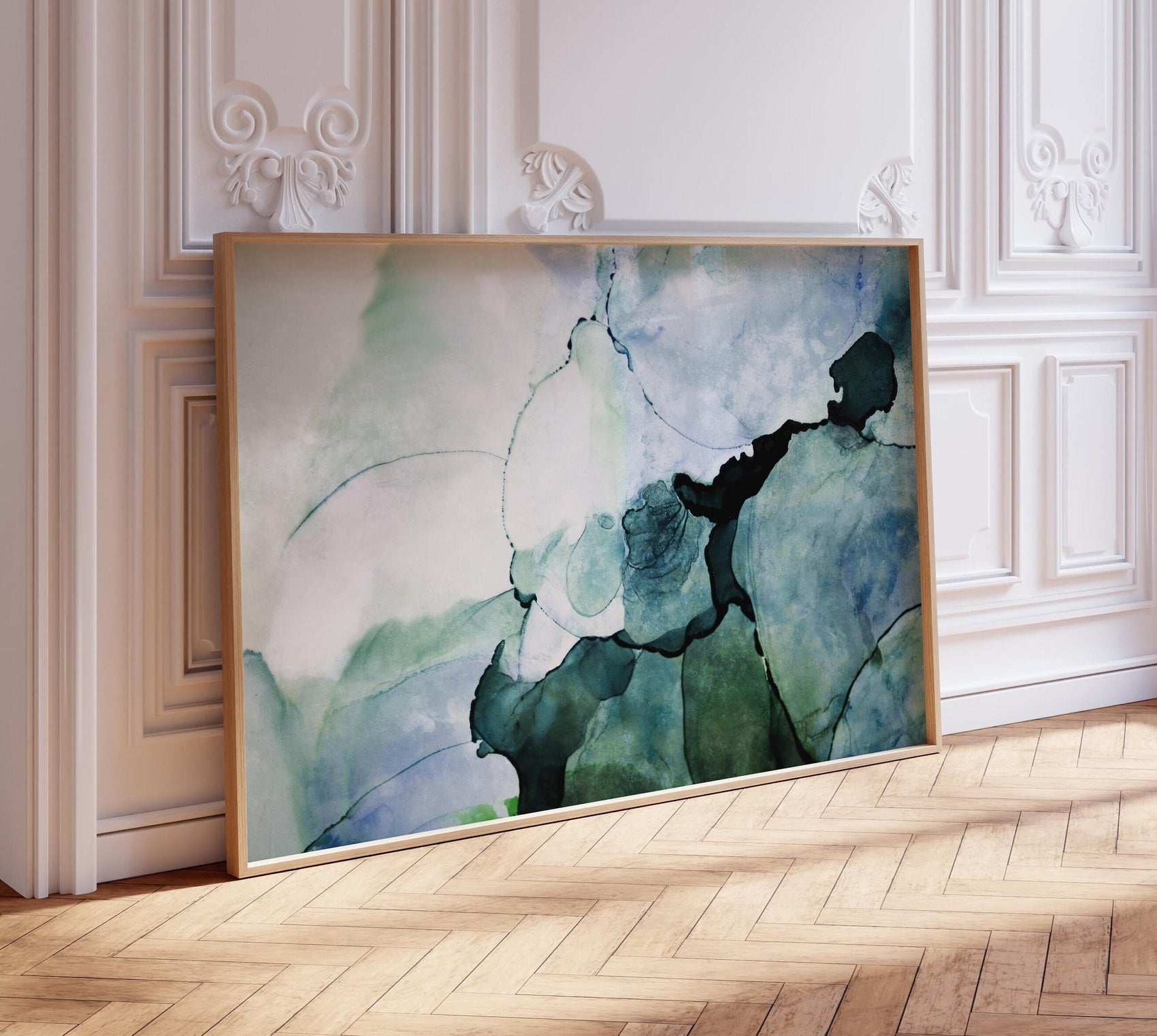 Green Watercolor Abstract Painting Art Print
