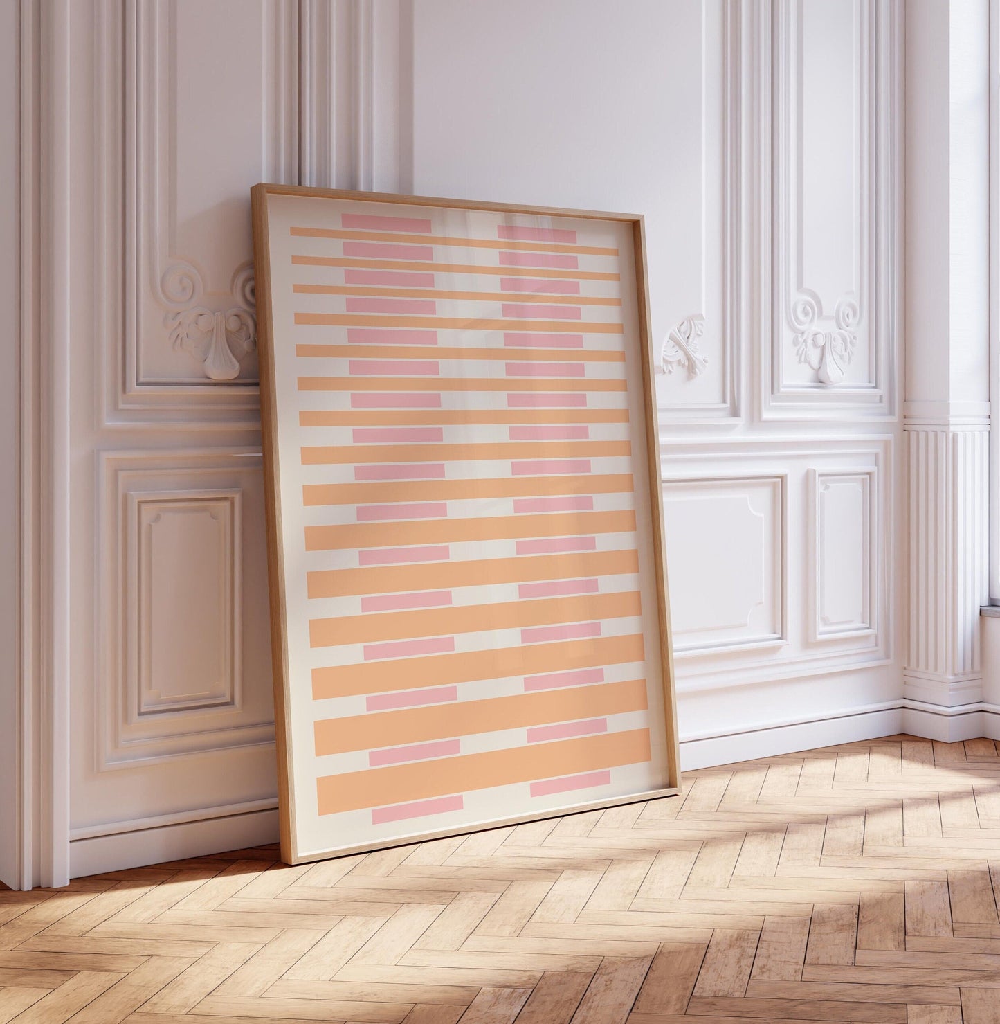 Boho Pink and Orange Modern Art Print