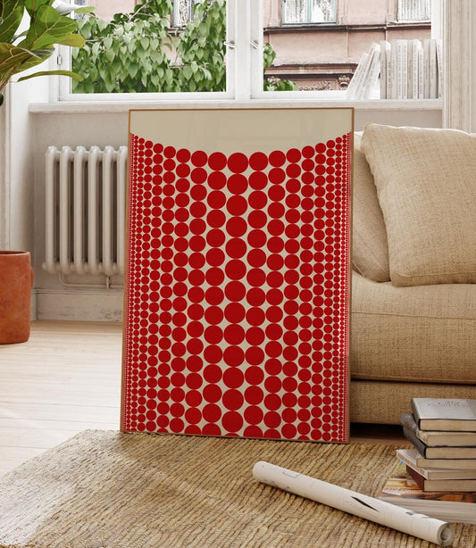 Cool Modern Red Abstract Circles Art Print
