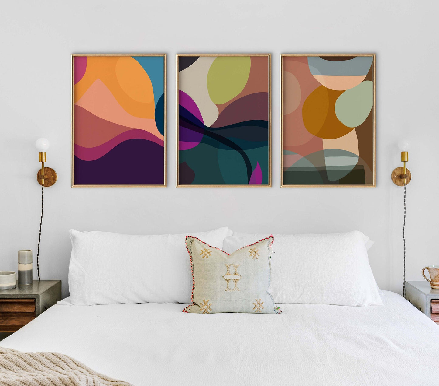 Set of 6 Colorful Boho Abstract Modern Art Prints