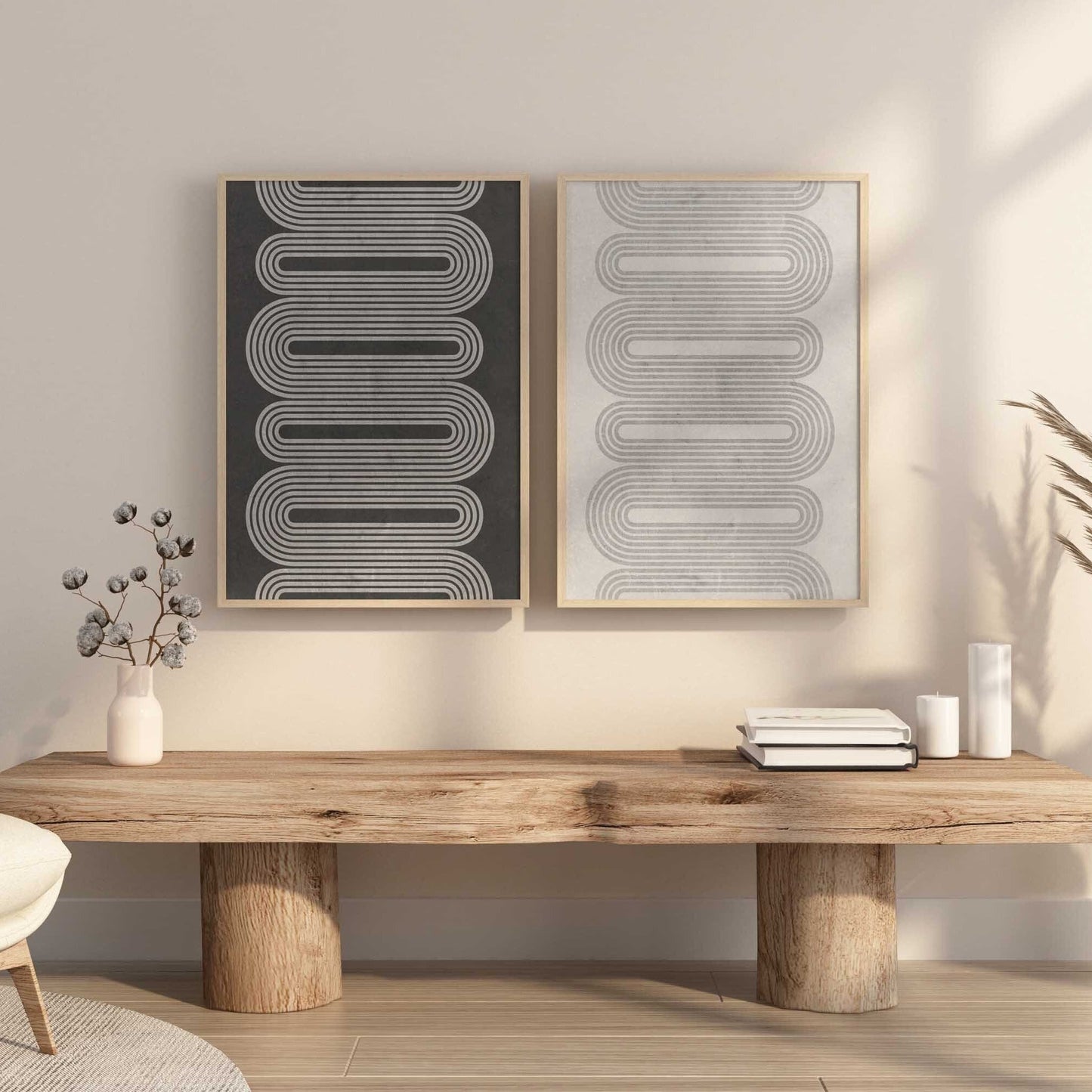 Set of 2 Cool Modern Lightly Textured Art Prints