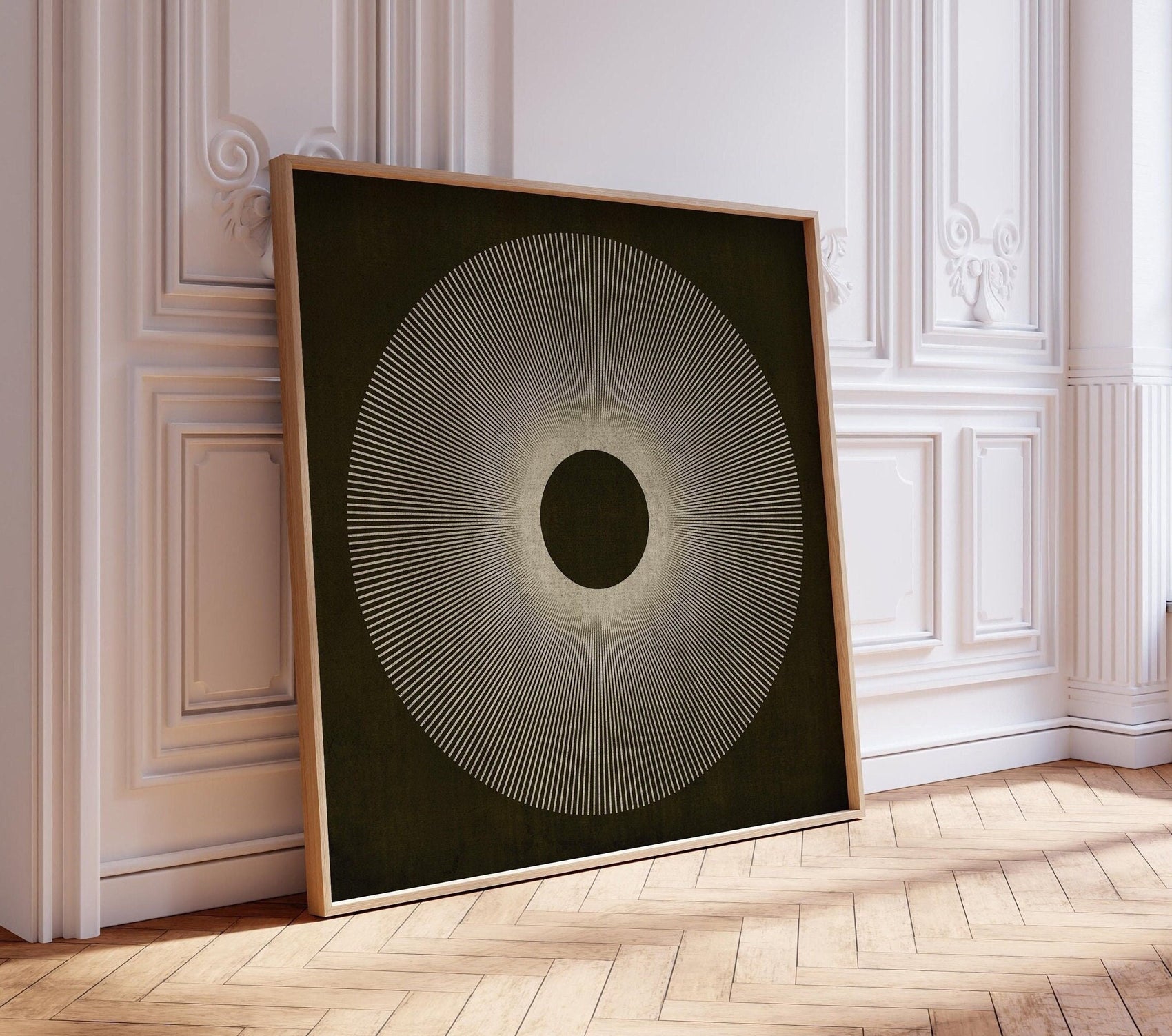 Modern Abstract Dark Sun Square Wall Art Print