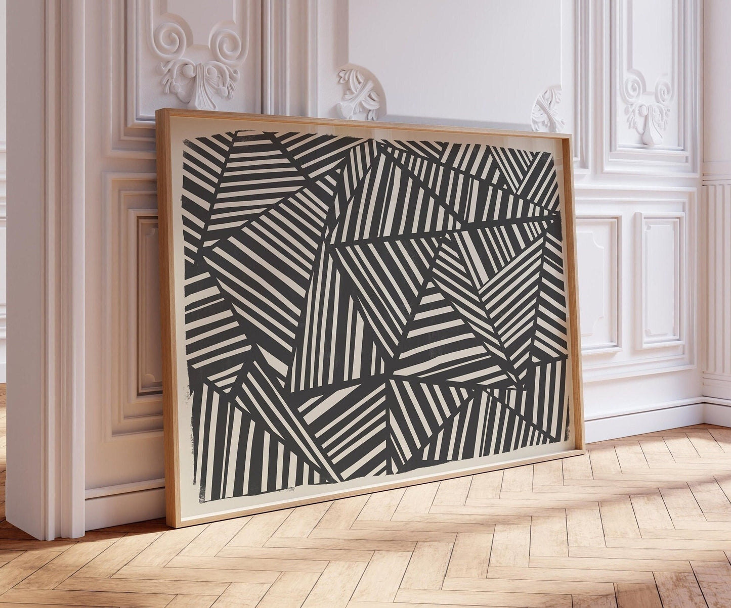 Cool Black and Beige Abstract Digital Art Print