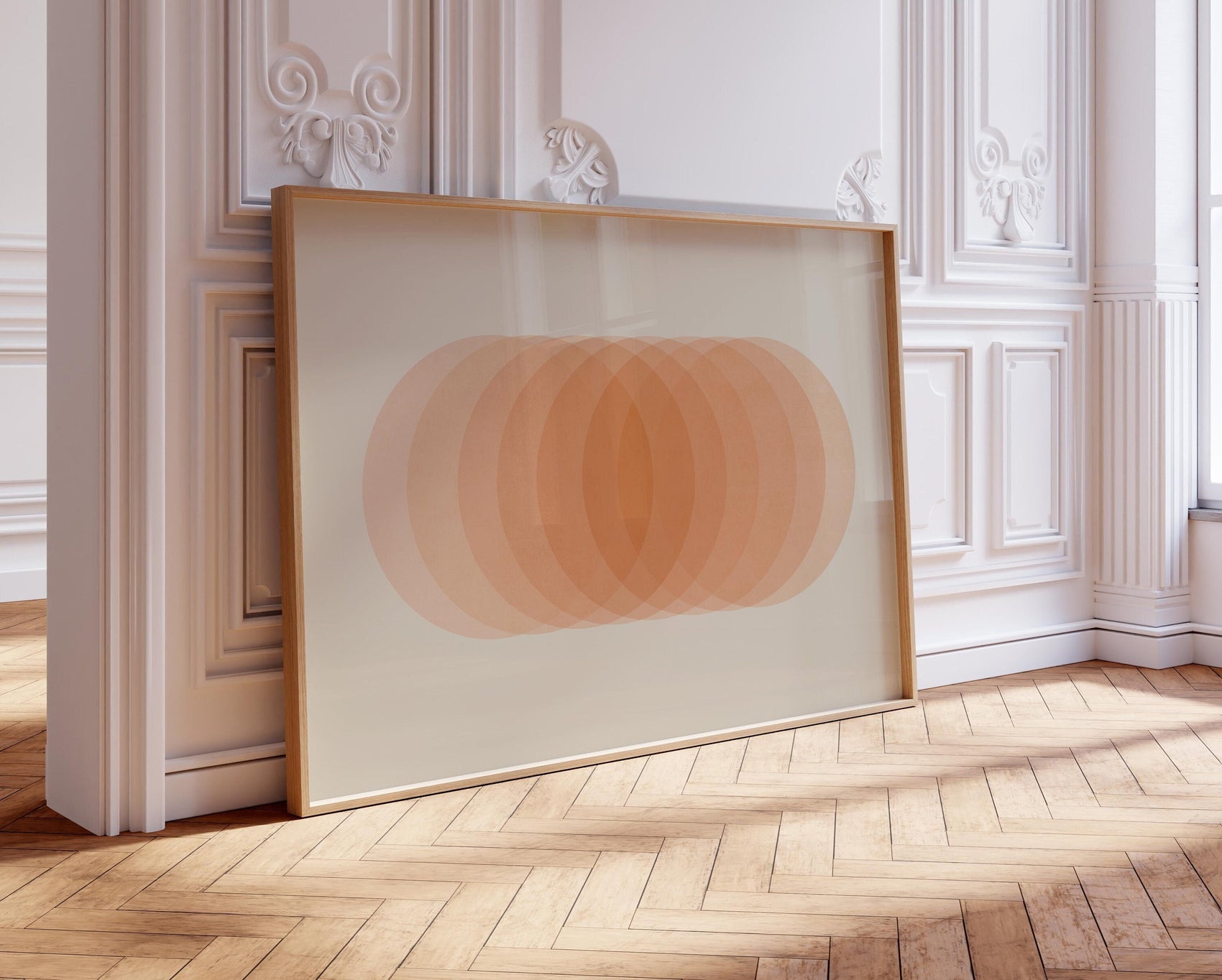 Boho Peach Modern Abstract Art Print