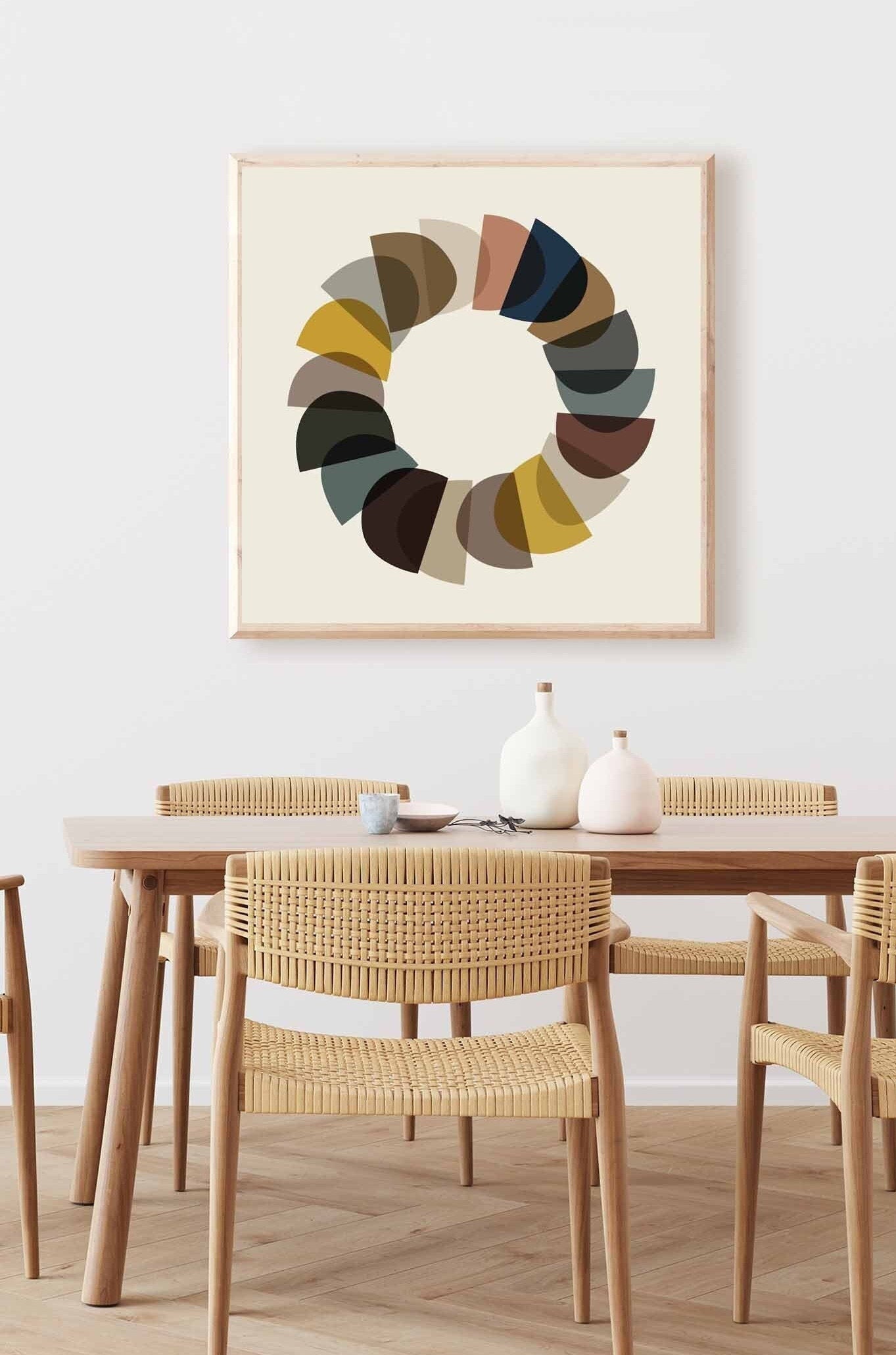 Cool Abstract Square Print in Mid-Century Modern Colors