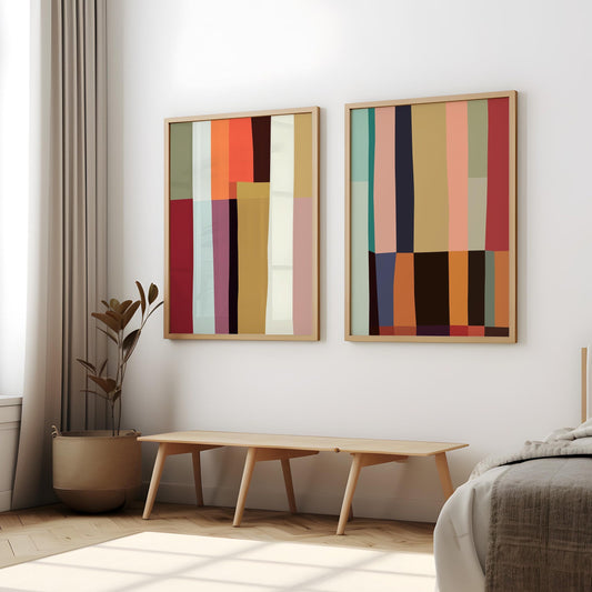 Set of 2 Colorful Modern Abstract Wall Art Prints