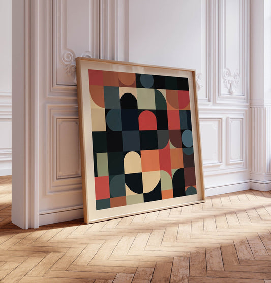 Cool Earth Tones Abstract Square Art Print
