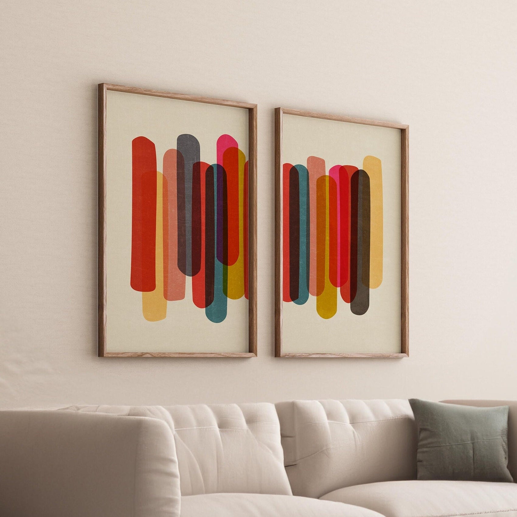 Set of 2 Bold Colorful Fun Art Abstract Prints