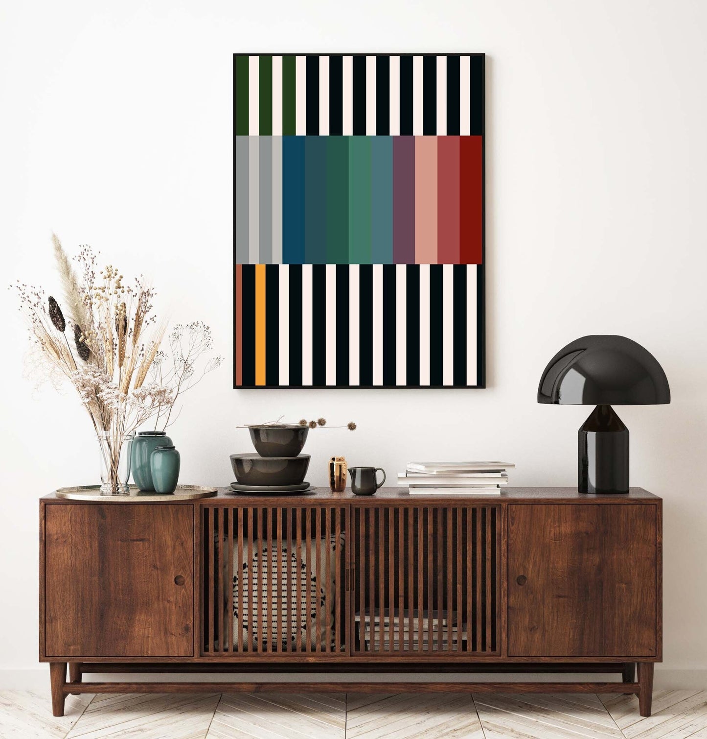 Bold Colorful Striped Abstract Wall Art Print