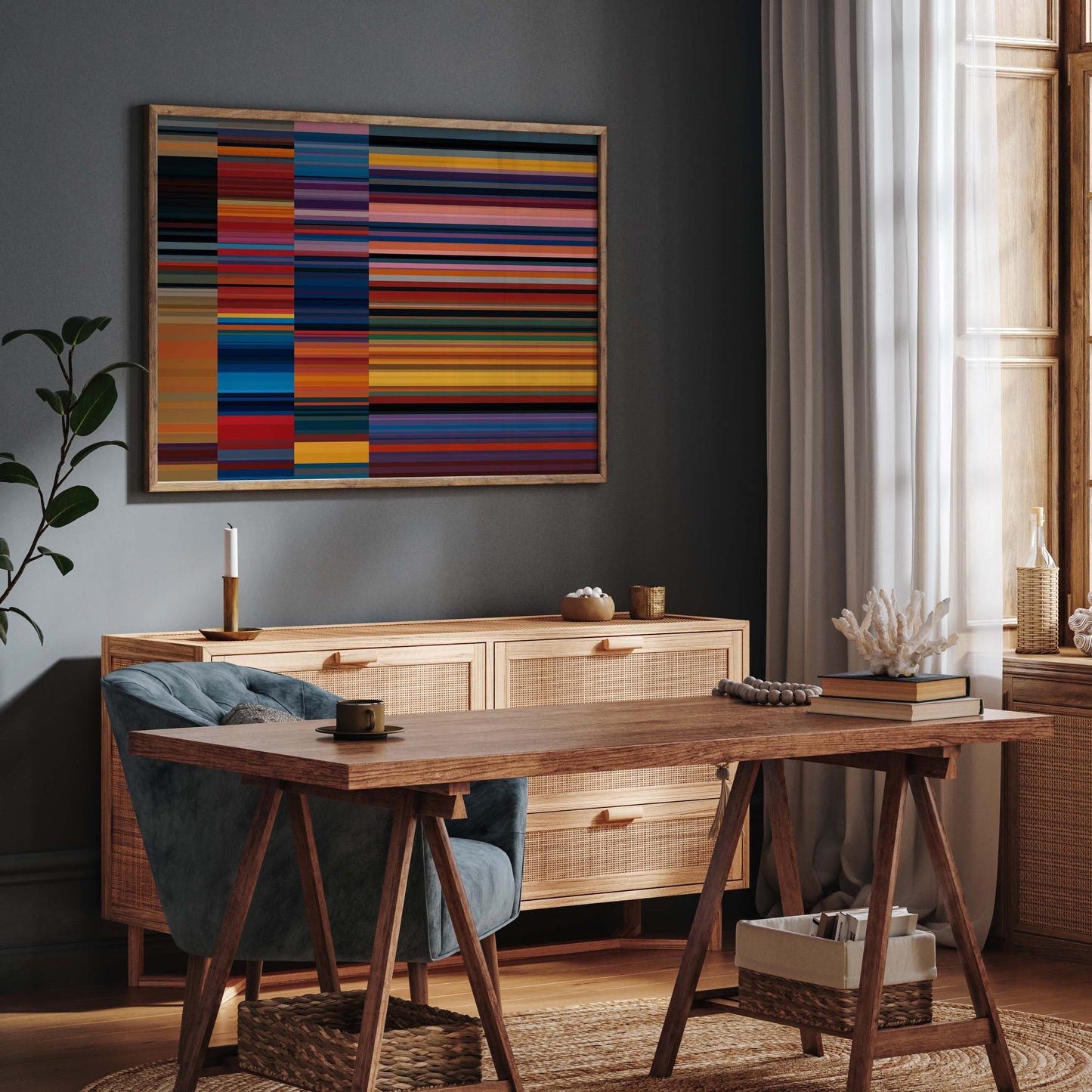 Cool Multicolored Abstract Line Art Print