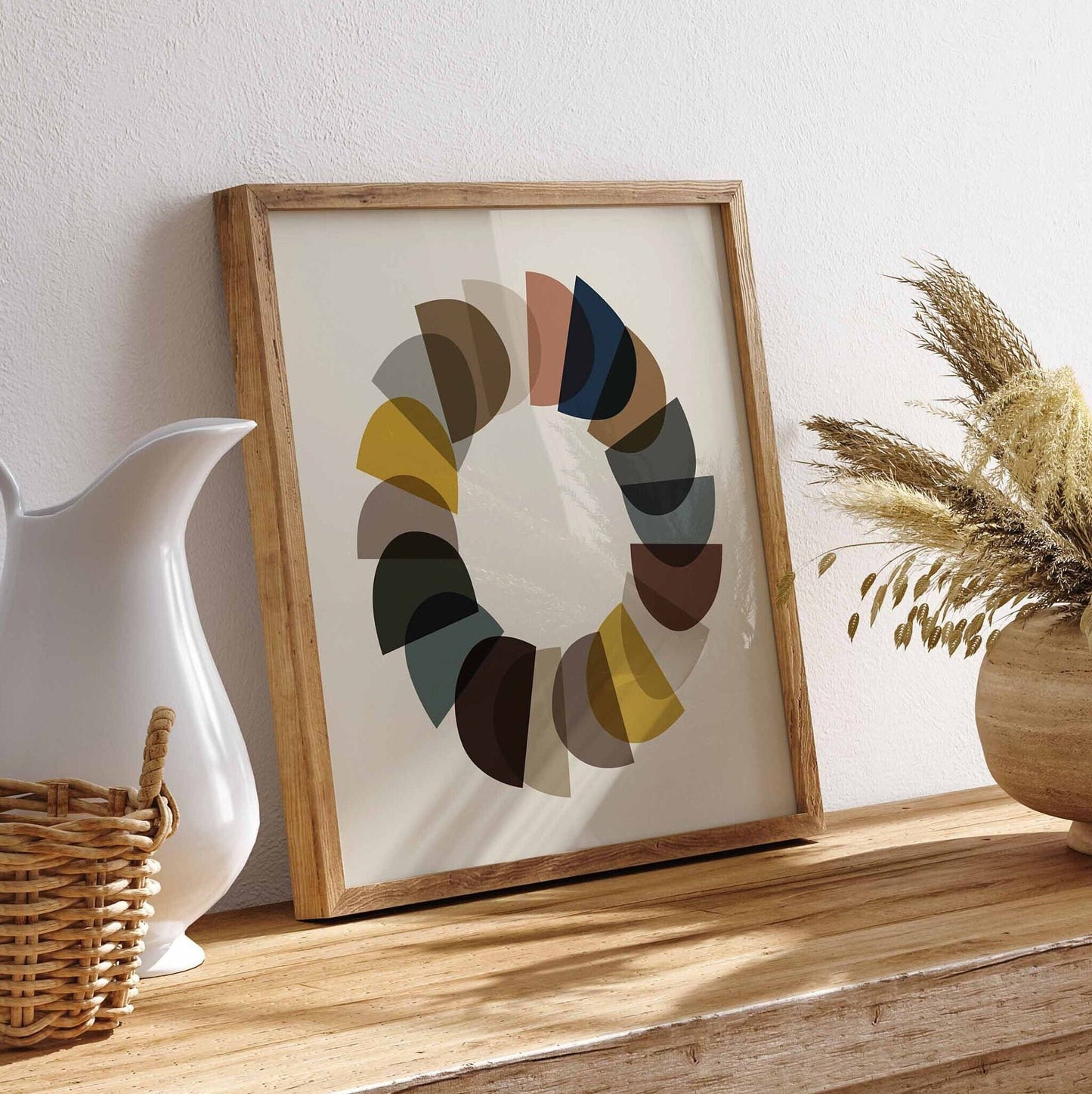 Cool Abstract Square Print in Mid-Century Modern Colors