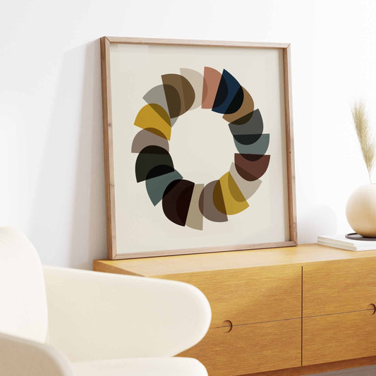 Mid Century Modern Circle Print - Square Wall Art