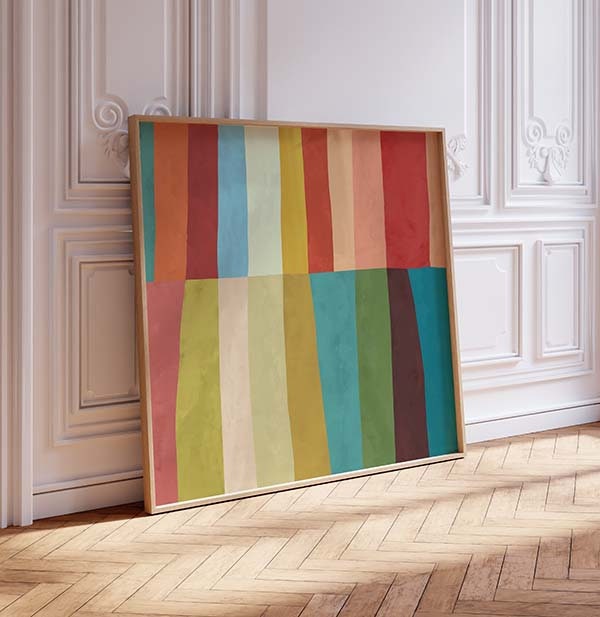 Large Striped Abstract Painting Square Art Print