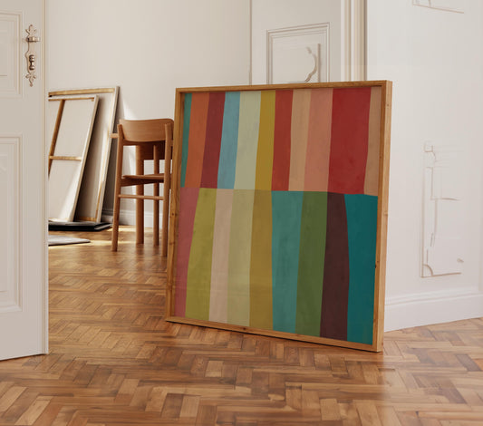 Large Striped Abstract Painting Square Art Print
