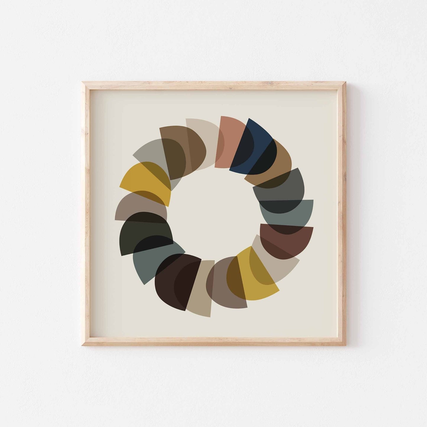 Cool Abstract Square Print in Mid-Century Modern Colors