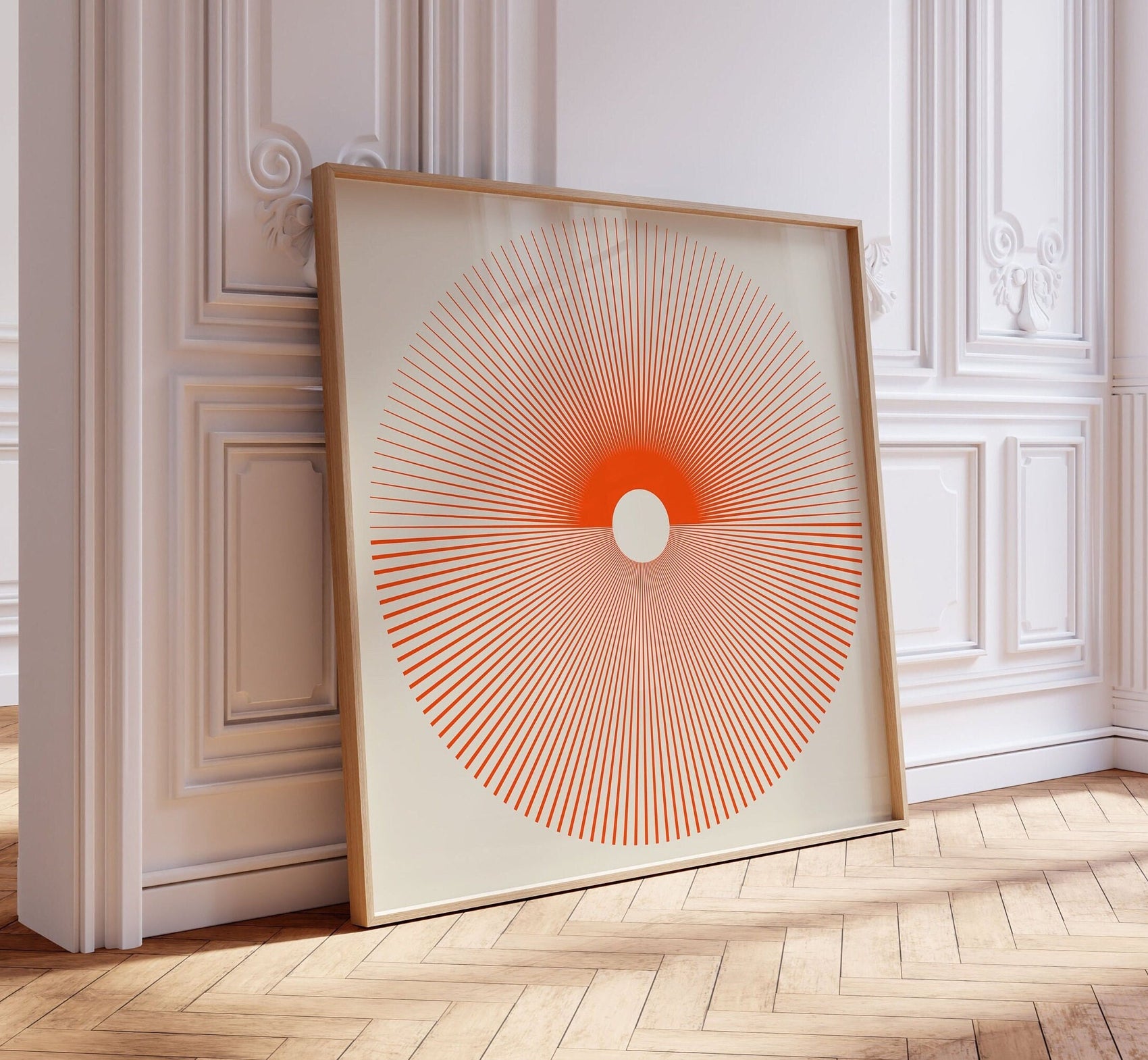 Red Sun Burst Print Sun Print Boho Sun Wall Art Modern Abstract Line Art Boho Modern Wall Decor Sunshine Print Mid Century Poster Square Art