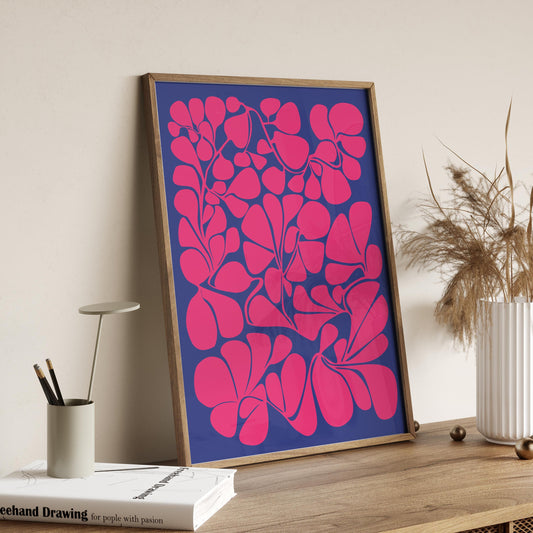 Bright Hot Pink and Blue Wall Art Print
