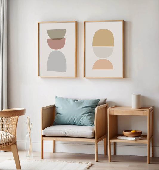 Set of 2 Boho Pastel Abstract Art Prints