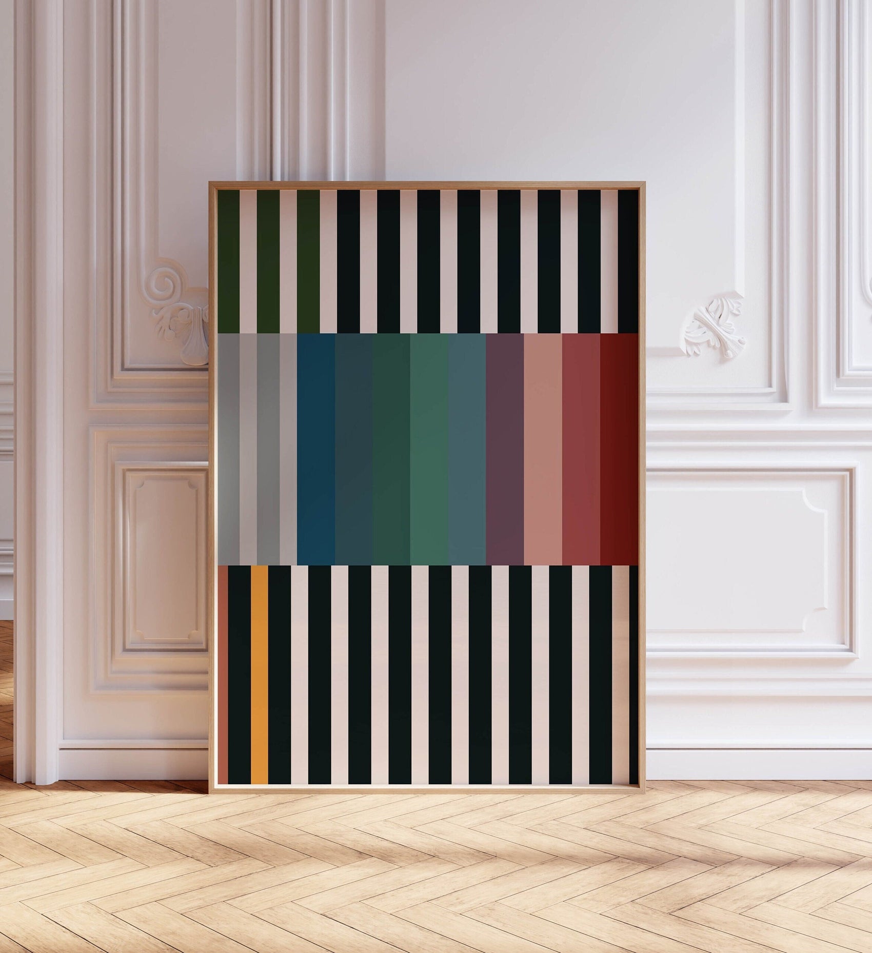 Bold Colorful Striped Abstract Wall Art Print
