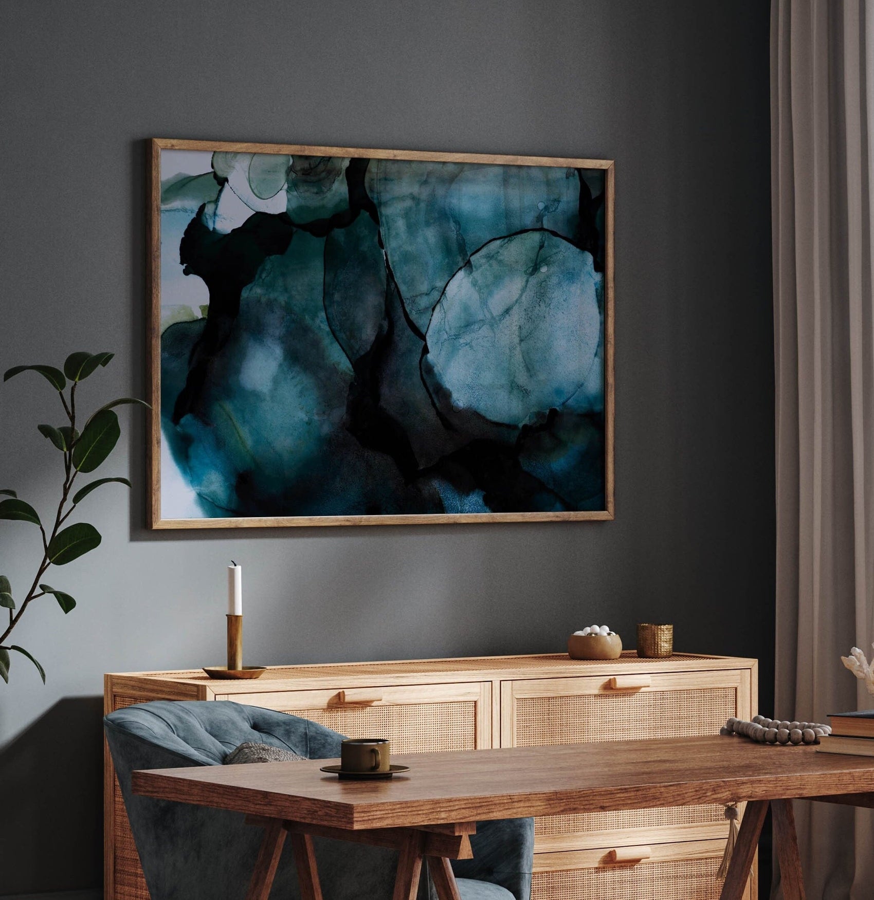 Deep Blue Watercolor Abstract Painting Art Print