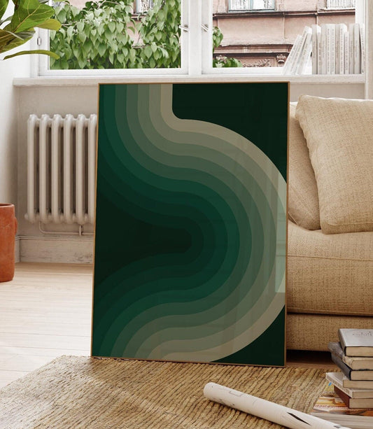 Cool Green Retro Mid Century Modern Art Print