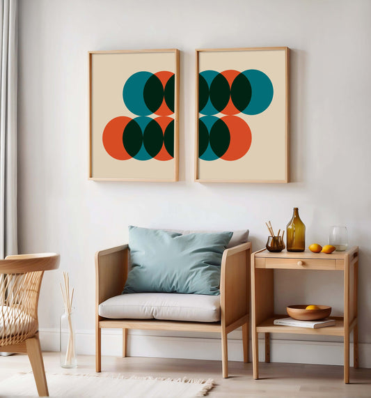 Set of 2 Retro Circles Poster Prints