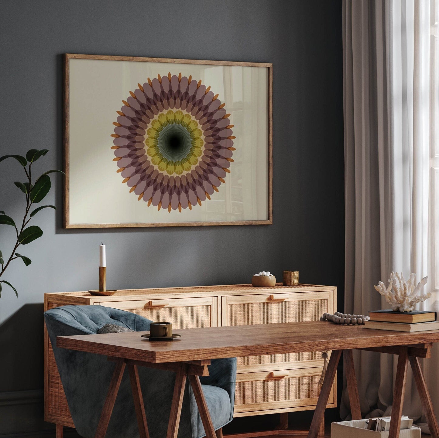 Boho Mauve Abstract Mandala Art Print