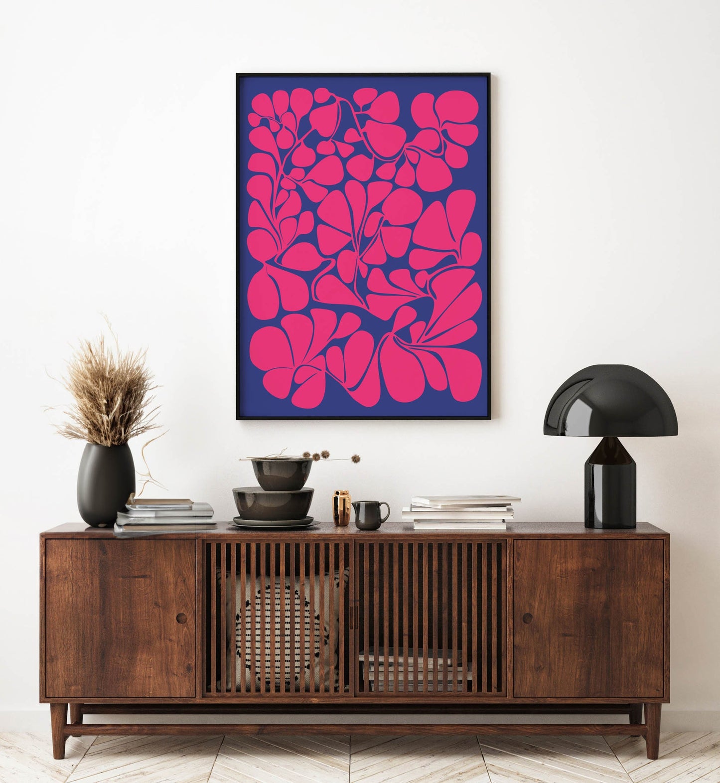 Bright Hot Pink and Blue Wall Art Print