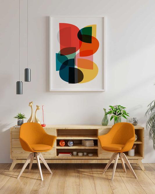 Fun Colorful Mid Century Abstract Art Print