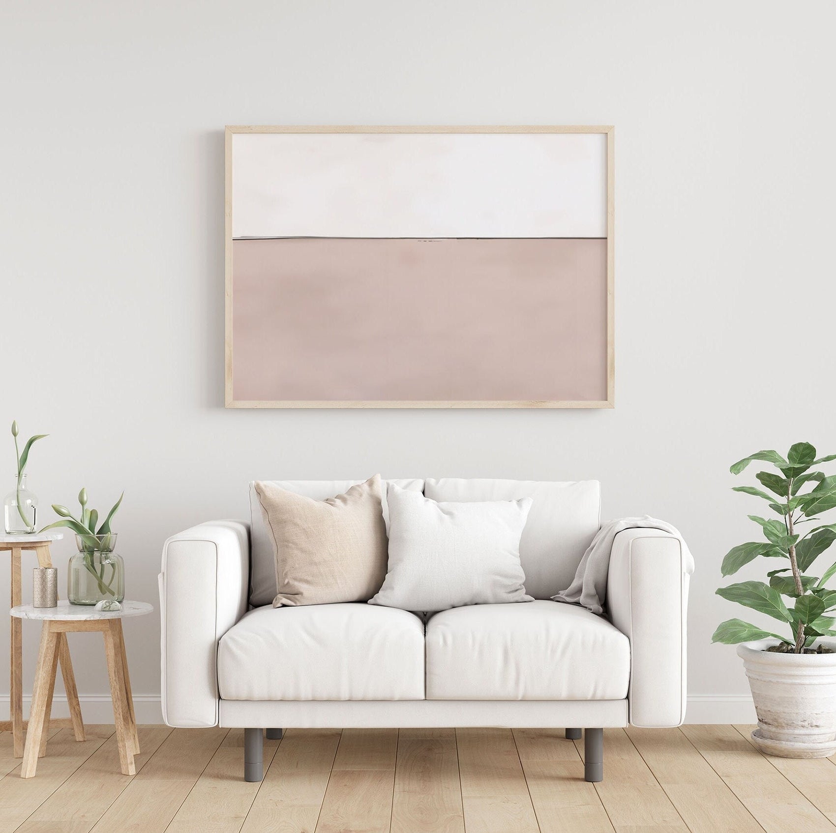 Boho Minimalist Pink Landscape Wall Art Print