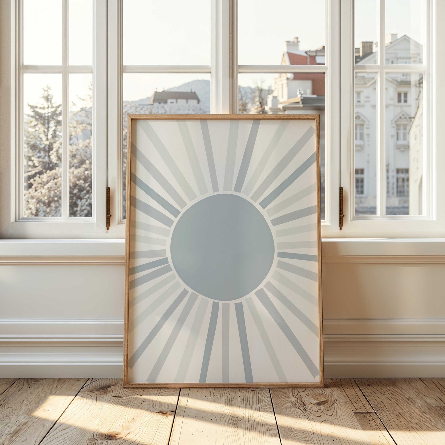 Cute Light Blue Abstract Sun Art Print