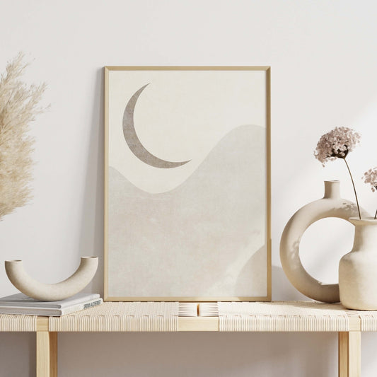 Boho Moon and Sun Prints: Neutral Bedroom Wall Art
