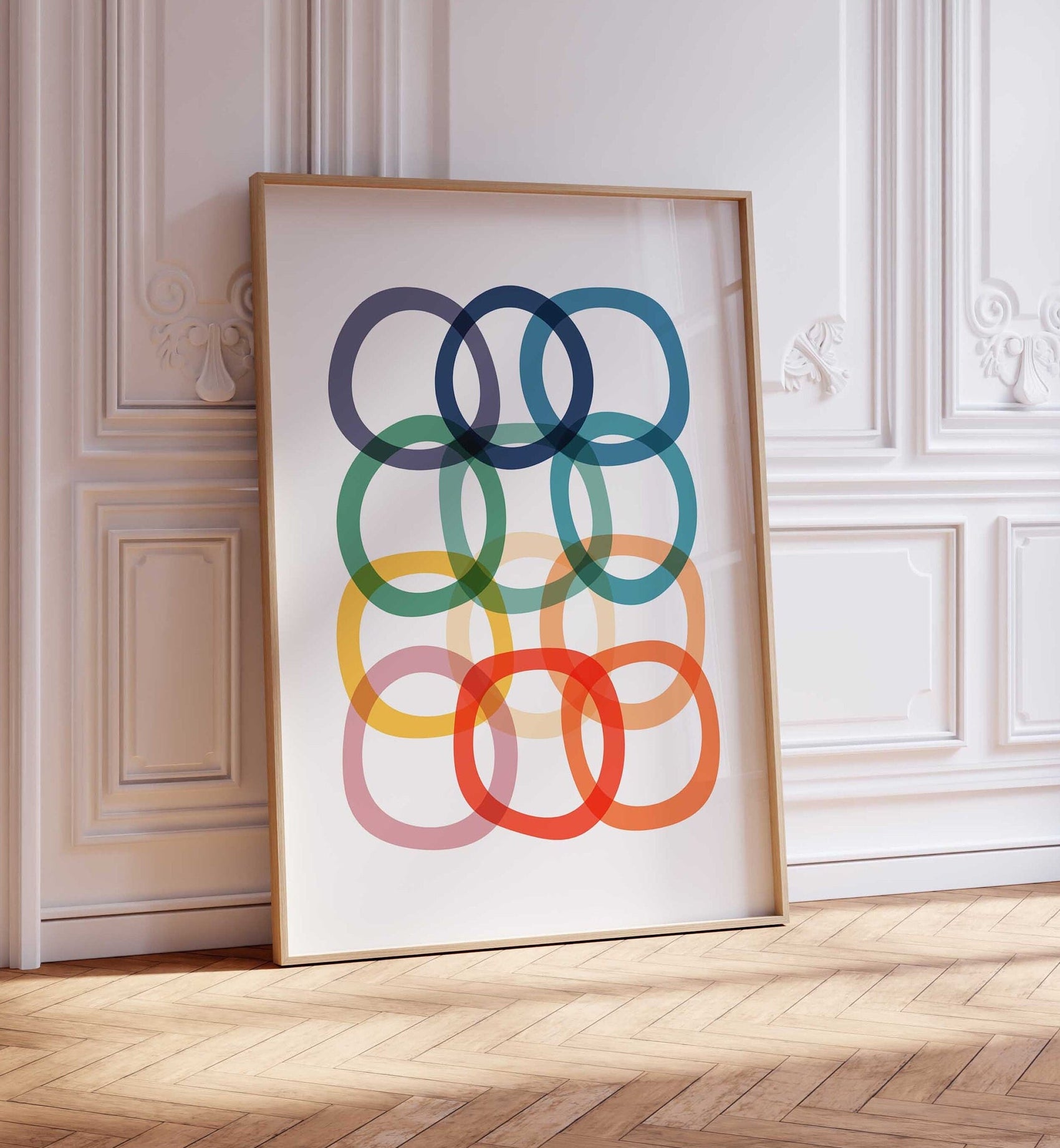 Bold and Colorful Modern Rings, Abstract Art Print