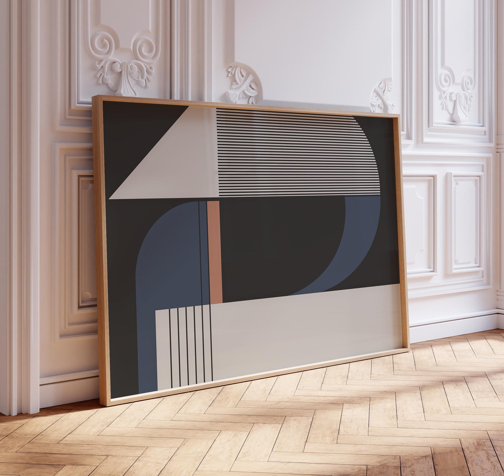 Blue and Pink Abstract Bauhaus Art Print