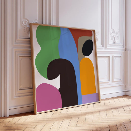 Fun and Bold Colorful Abstract Poster, Square Wall Art Print