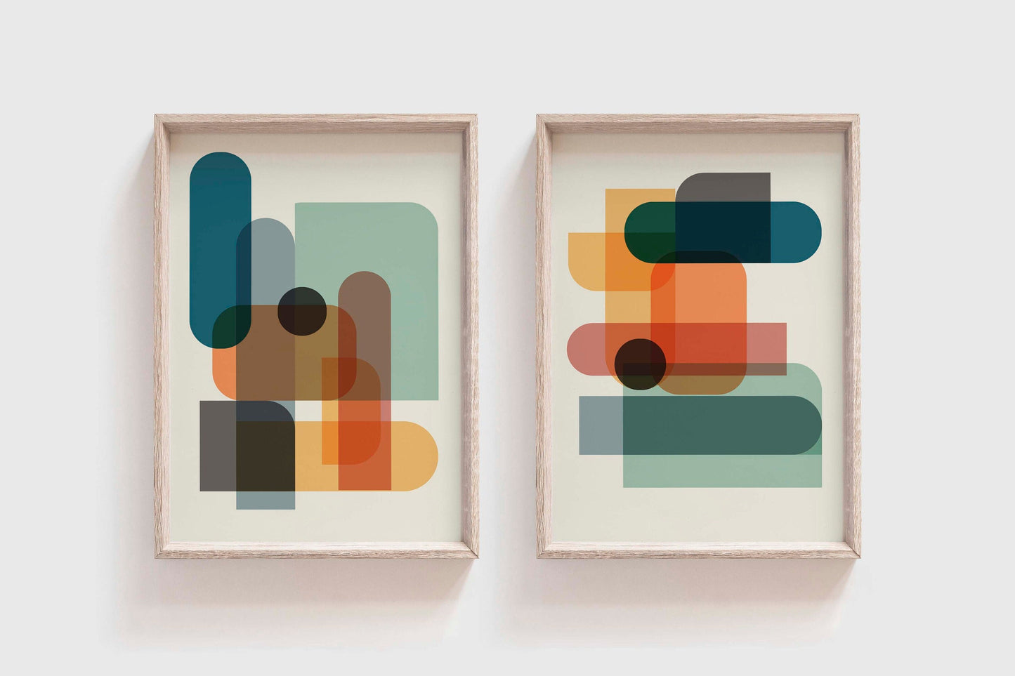 Set of 2 Colorful Modern Abstract Prints