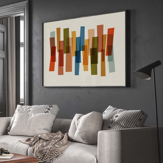 Large Retro Colorful Abstract Wall Art Print