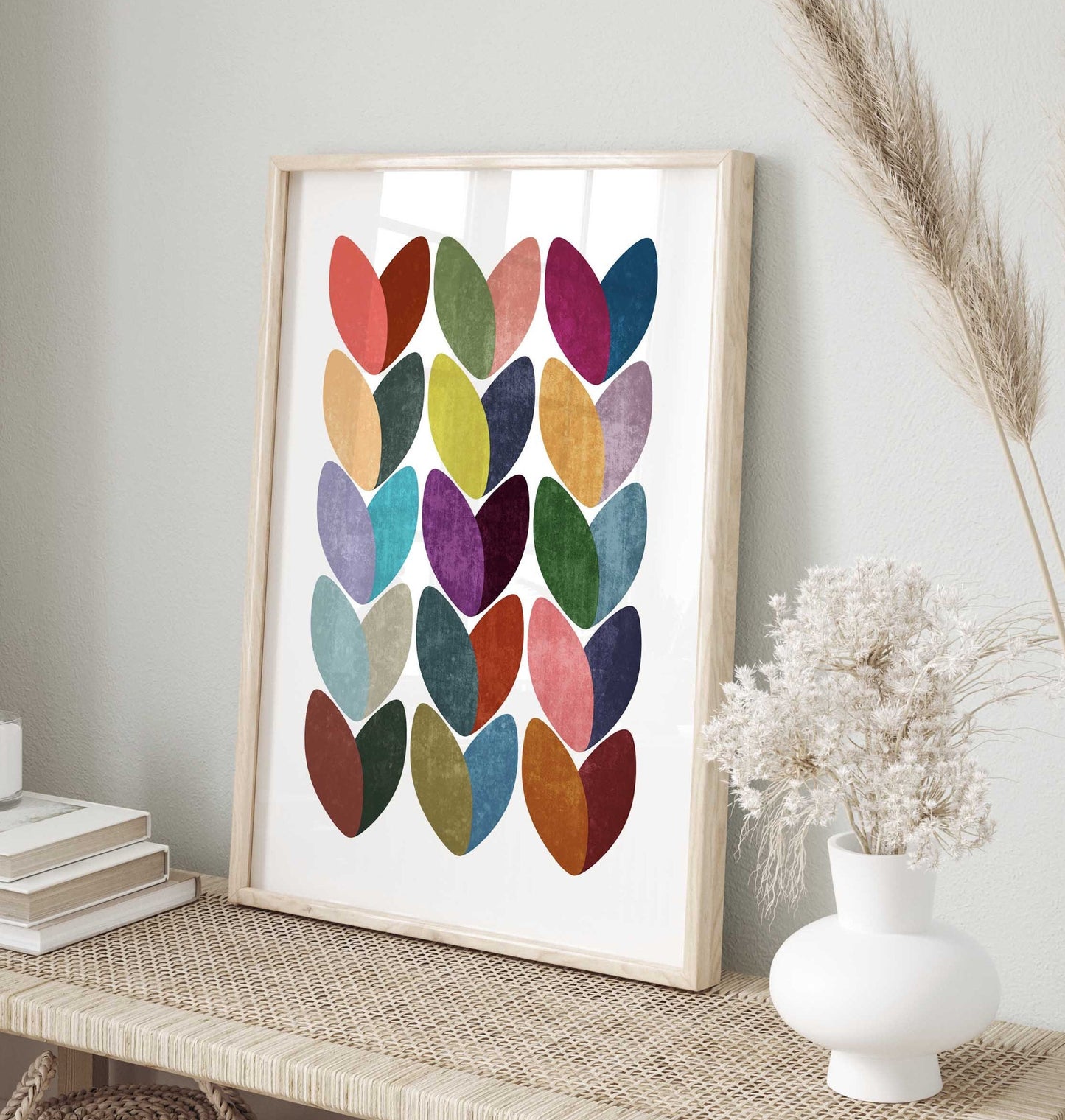 Set of 3 Colorful Scandinavian Hearts Art Prints