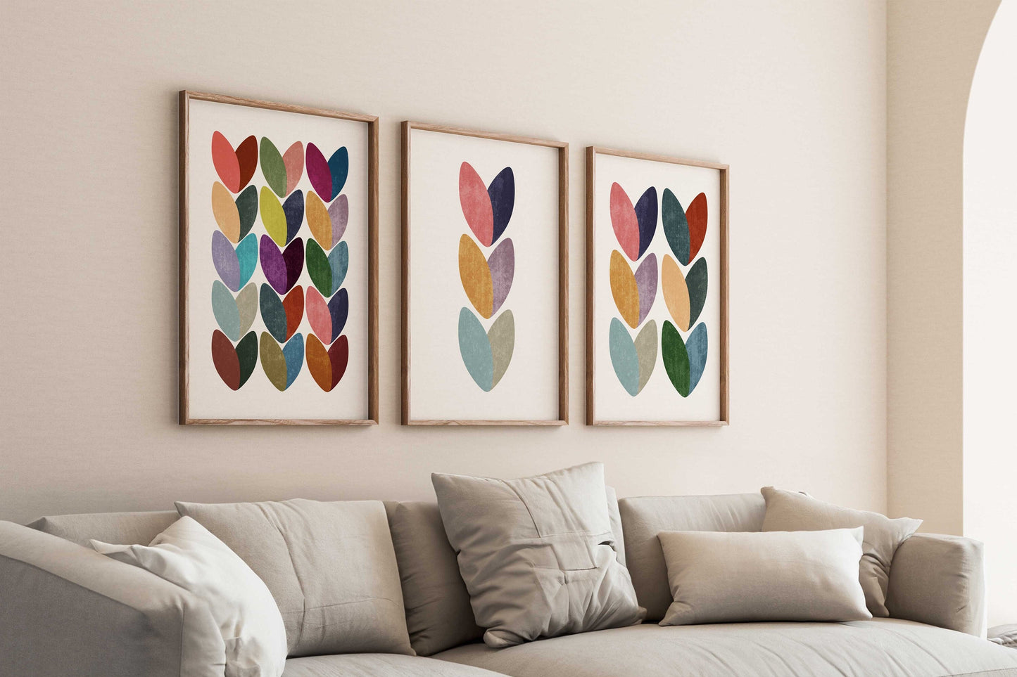 Set of 3 Colorful Scandinavian Hearts Art Prints