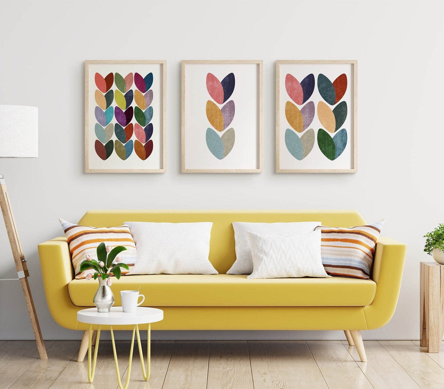 Set of 3 Colorful Scandinavian Hearts Art Prints