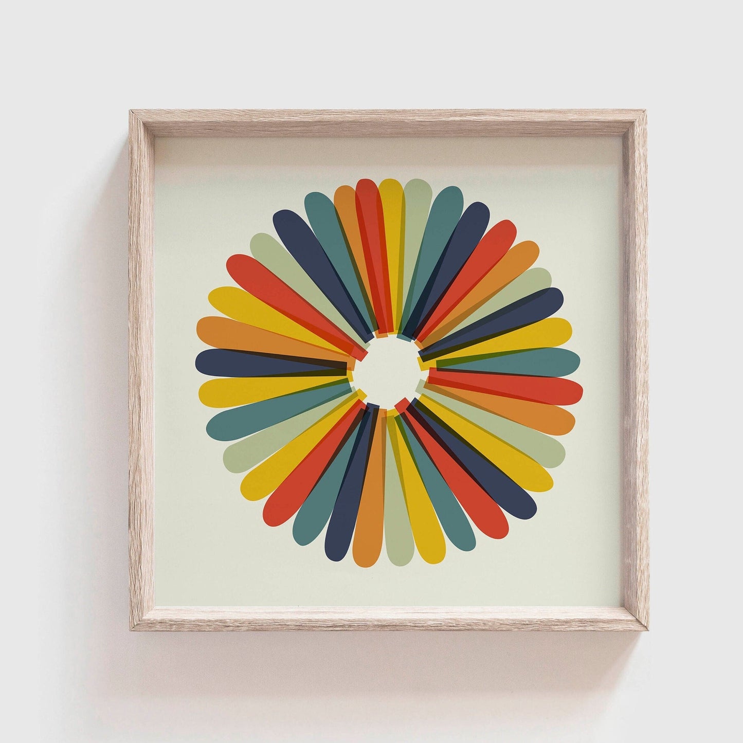 Colorful Retro Abstract Flower - Square Art Print