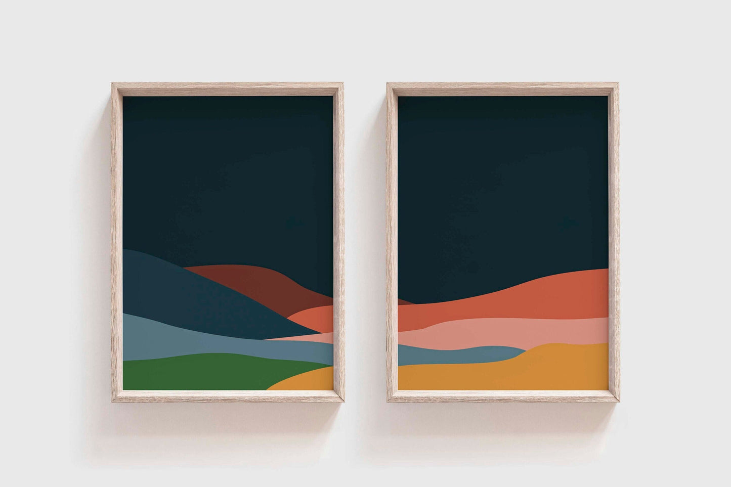 Set of 2 Colorful Abstract Landscape Art Prints