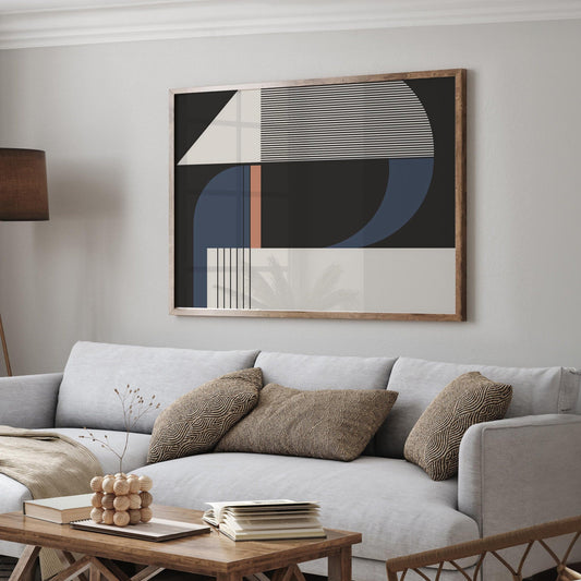 Blue and Pink Abstract Bauhaus Art Print